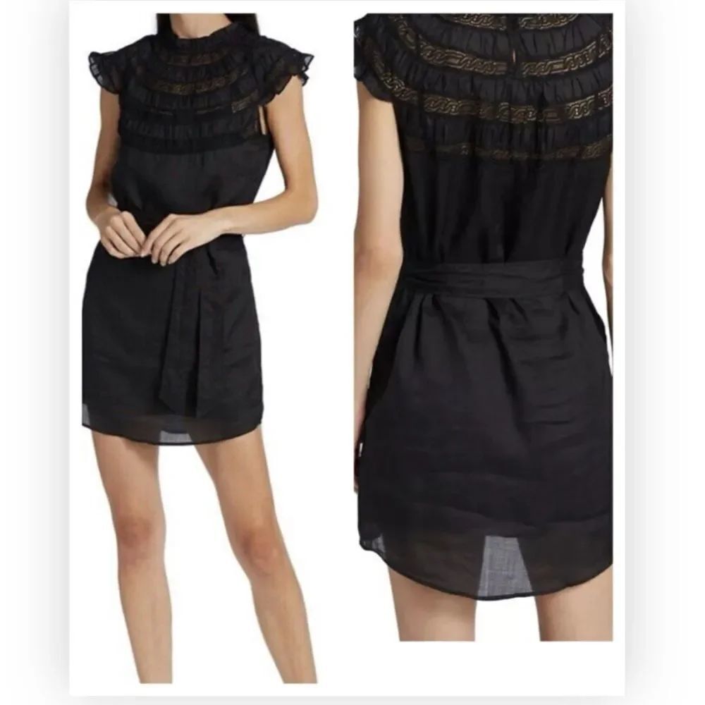 Frame Lace Inset Mini Dress Large NWT $258